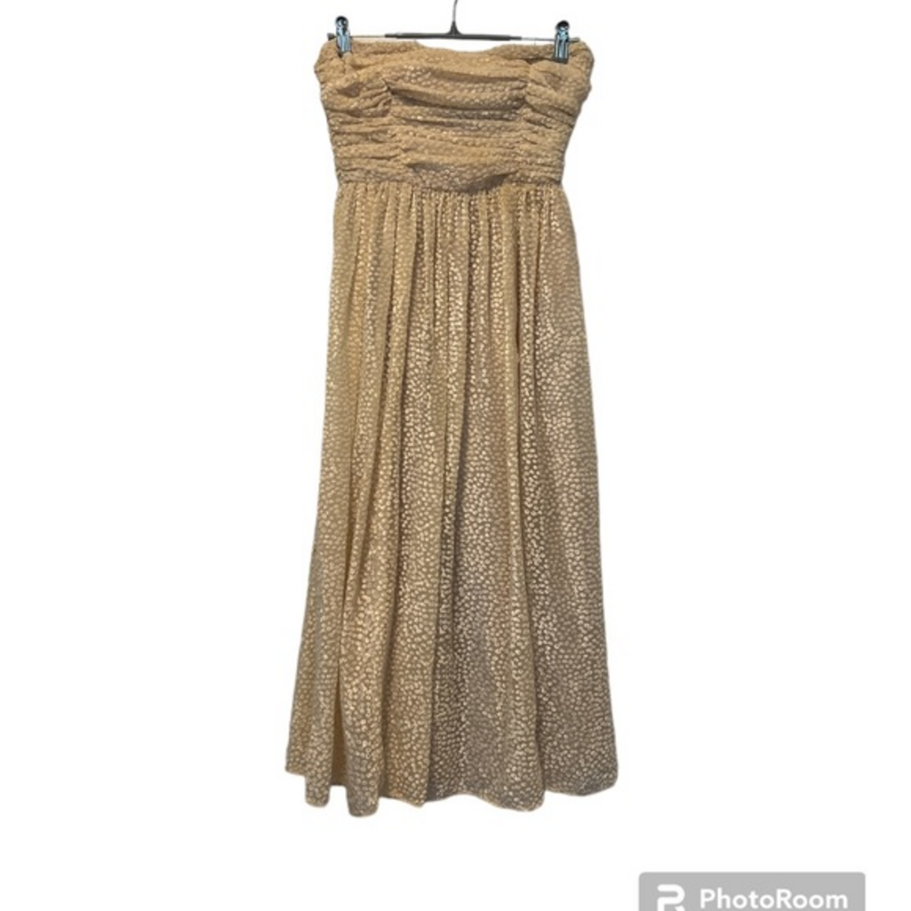 H&M Strapless Pink‎ Velvet Dot Overlay Dress Size 4 Cocktail Party Homecoming